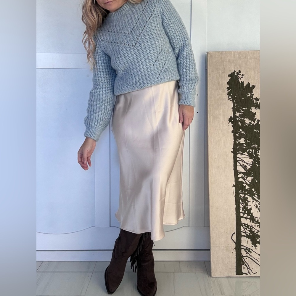 Rachel Zoe Cream Midi Skirt